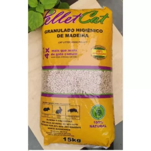 Granulado Higiênico de Madeira PelletCat 15kg Para Gatos Coelhos Roedores e Répetil