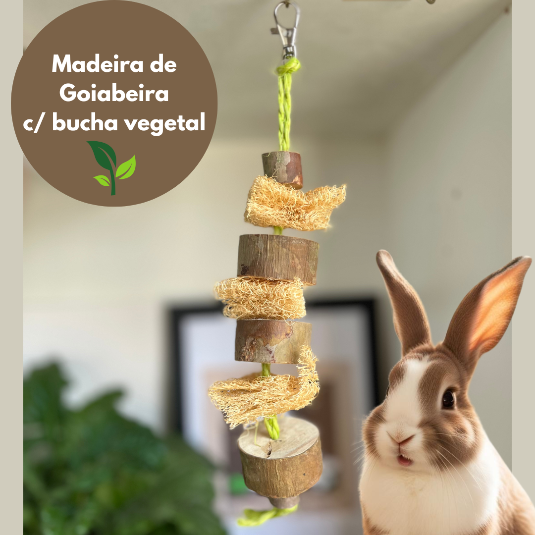 Brinquedo de Madeira GOIABEIRA In Natura Para Coelhos, Porquinho da Índia e Roedores - Imagem 3