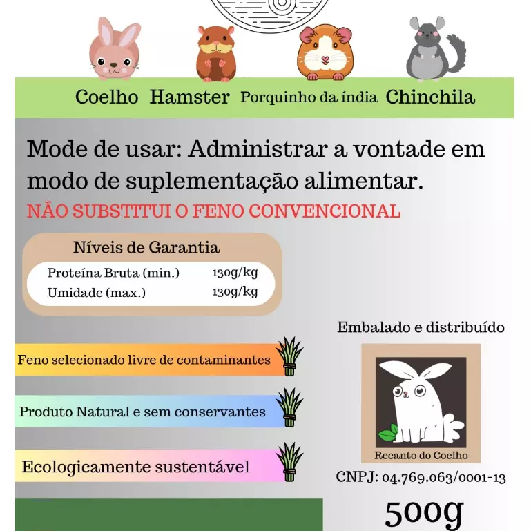 Feno Peletizado Alimento Granulado Para Coelhos e Roedores - Imagem 2