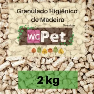Granulado Higiênico de Madeira WC Pet 02kg Para Gatos Coelhos Roedores e Réptil
