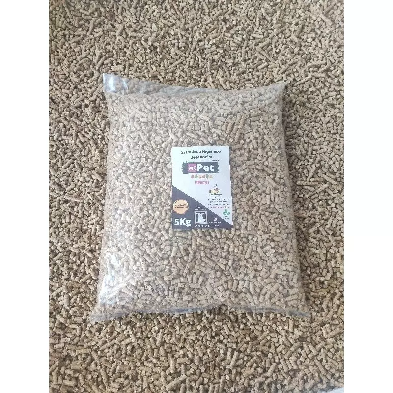 Granulado Higiênico de Madeira WC Pet 05kg Para Gatos Coelhos Roedores e Réptil - Imagem 2