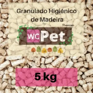 Granulado Higiênico de Madeira WC Pet 05kg Para Gatos Coelhos Roedores e Réptil