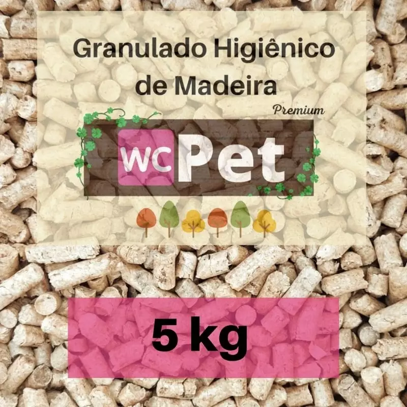 Granulado Higiênico de Madeira WC Pet 05kg Para Gatos Coelhos Roedores e Réptil
