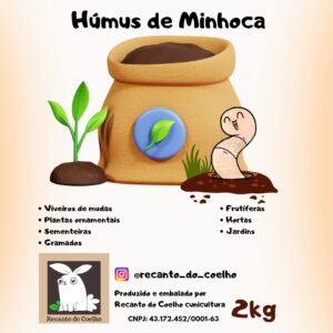 Húmus de Minhoca 2kg - Recanto do Coelho