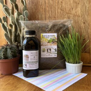 Kit Adubo Orgânico - 01 Kg Esterco de Coelho Bunny Guano e 500ml Biofertilizante (Chorume)