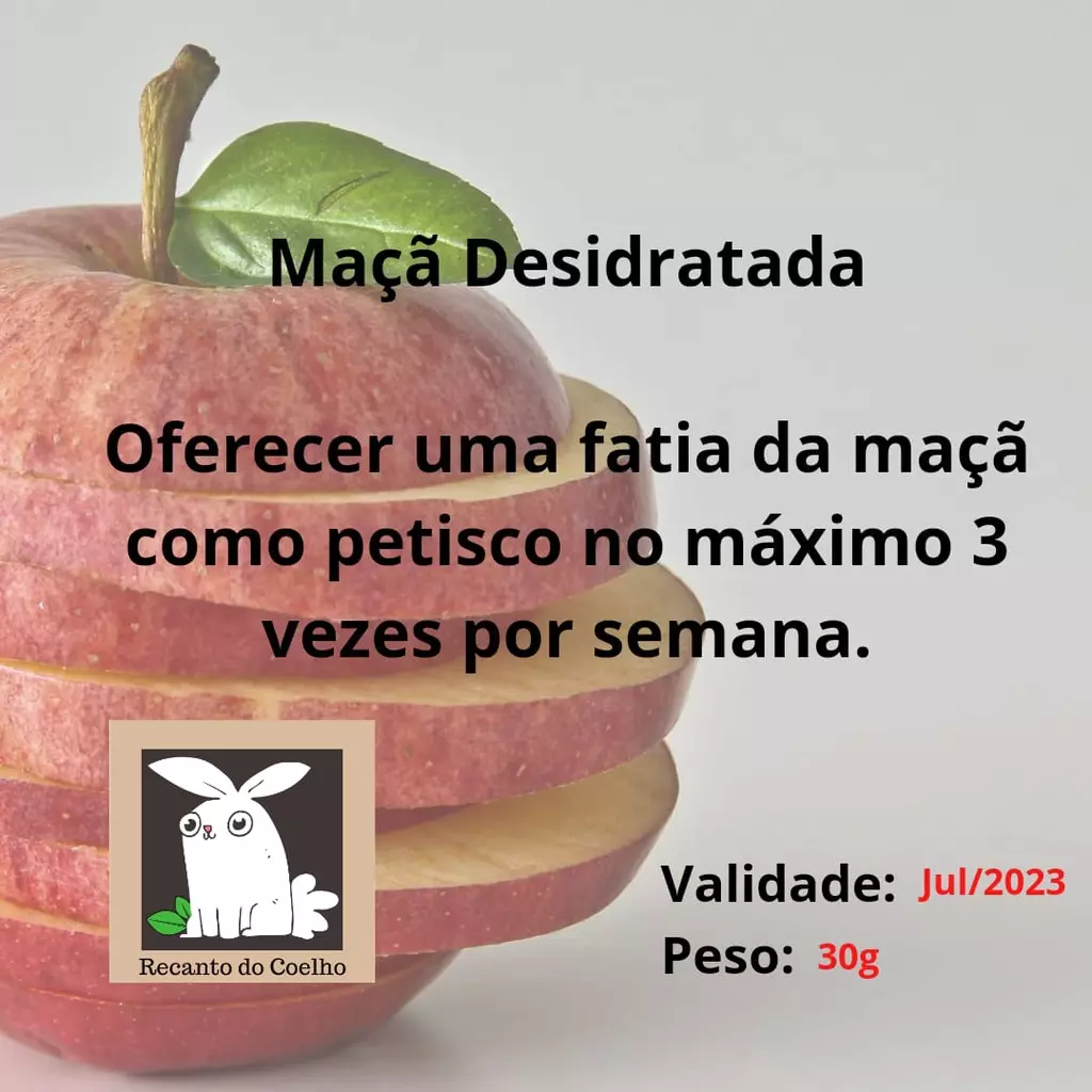 Petisco de Maçã Desidratada para Coelhos, Chinchila, Hamster e Porquinho da Índia - 30Gr - Imagem 4